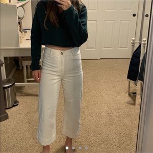 🗝 H&M wide leg cropped white jeans 🗝